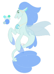 Size: 2094x2864 | Tagged: safe, artist:cyanreef, imported from derpibooru, oc, oc only, seapony (g4), blue eyes, blue mane, clothes, dorsal fin, fin wings, fins, fish tail, flowing mane, flowing tail, high res, jewelry, necklace, open mouth, pearl necklace, see-through, simple background, smiling, solo, tail, teeth, transparent background, wings