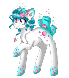 Size: 801x902 | Tagged: safe, artist:kefico, imported from derpibooru, oc, oc only, original species, pony, augmented tail, closed species, coral, coral pony, eyelashes, jewelry, koral pony, necklace, raised hoof, simple background, smiling, solo, transparent background