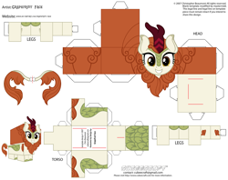 Size: 2979x2354 | Tagged: safe, artist:grapefruit-face, artist:jhayarr23, imported from derpibooru, autumn blaze, kirin, craft, cubeecraft, high res, papercraft, printable, smiling, solo, updated, vector used