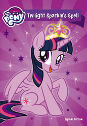 Size: 1240x1800 | Tagged: safe, imported from derpibooru, twilight sparkle, alicorn, pony, my little pony chapter books, twilight sparkle and the crystal heart spell, big crown thingy, element of magic, female, jewelry, my little pony logo, my little pony: twilight sparkle's spell, official, official art, purple, regalia, sitting, solo, twilight sparkle (alicorn), twilight sparkle's spell