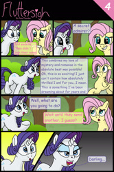 Size: 1280x1933 | Tagged: safe, artist:doodledonutart, artist:pony-thunder, imported from derpibooru, fluttershy, rarity, pegasus, pony, unicorn, comic:fluttersigh, blushing, comic, darling, dialogue, duo, high res