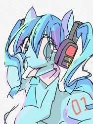 Size: 768x1024 | Tagged: safe, artist:pnpn_721, imported from derpibooru, kotobukiya, pony, anime, female, hatsune miku, headphones, kotobukiya hatsune miku pony, mare, necktie, ponified, solo, vocaloid