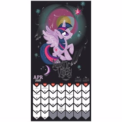 Size: 2560x2560 | Tagged: safe, artist:day dream, imported from derpibooru, twilight sparkle, alicorn, pony, 2018, 2018 my little pony wall calendar (day dream), april, calendar, female, heart eyes, high res, mare, official, solo, twilight sparkle (alicorn), wingding eyes