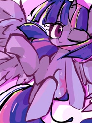 Size: 768x1024 | Tagged: safe, artist:pnpn_721, imported from derpibooru, twilight sparkle, alicorn, pony, female, mare, one eye closed, solo, twilight sparkle (alicorn)