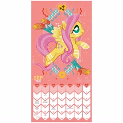 Size: 2560x2560 | Tagged: safe, artist:day dream, imported from derpibooru, fluttershy, pegasus, pony, 2018, 2018 my little pony wall calendar (day dream), calendar, cutie mark, feather, female, heart eyes, high res, mare, official, september, solo, wingding eyes