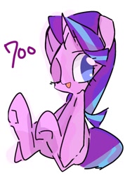 Size: 768x1024 | Tagged: safe, artist:pnpn_721, imported from derpibooru, starlight glimmer, pony, unicorn, female, follower count, mare, no pupils, one eye closed, simple background, solo, white background