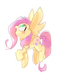 Size: 768x1024 | Tagged: safe, artist:pnpn_721, imported from derpibooru, fluttershy, pegasus, pony, female, mare, no pupils, open mouth, simple background, solo, white background