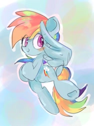 Size: 768x1024 | Tagged: safe, artist:pnpn_721, imported from derpibooru, rainbow dash, pegasus, pony, abstract background, female, mare, solo, starry eyes, wingding eyes