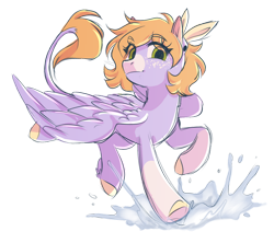 Size: 1024x911 | Tagged: safe, artist:lynesssan, imported from derpibooru, oc, oc only, pegasus, pony, puddle, solo