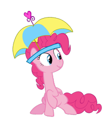 Size: 800x915 | Tagged: safe, artist:pagiepoppie12345, imported from derpibooru, pinkie pie, pegasus, pony, feeling pinkie keen, hat, pegasus pinkie pie, race swap, simple background, sitting, smiling, solo, transparent background, umbrella, umbrella hat, vector