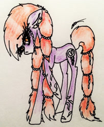 Size: 1963x2404 | Tagged: safe, artist:beamybutt, imported from derpibooru, oc, oc only, earth pony, pony, ear piercing, earth pony oc, eyelashes, piercing, raised hoof, signature, solo, traditional art