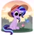 Size: 2295x2335 | Tagged: safe, artist:syrupyyy, imported from derpibooru, starlight glimmer, pony, unicorn, :t, cottagecore, cute, female, flower, garden, gardening, glimmerbetes, glowing horn, hat, high res, horn, levitation, looking at something, magic, magic aura, mare, missing cutie mark, sitting, smiling, solo, sun hat, telekinesis, watering, watering can