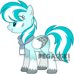 Size: 1024x1027 | Tagged: safe, artist:pegasski, imported from derpibooru, oc, oc only, oc:ocean comet, pegasus, pony, clothes, colored wings, female, mare, scarf, simple background, solo, transparent background, two toned wings, wings