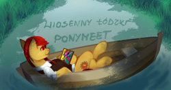 Size: 1002x528 | Tagged: safe, imported from derpibooru, oc, oc only, oc:wihajster, earth pony, pony, boat, poland, polish, ponymeet, solo, łódzki ponymeet, łódź