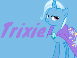 Size: 956x715 | Tagged: safe, artist:joelleart13, imported from derpibooru, trixie, pony, unicorn, cape, clothes, eyes open, gem, smiling, stars