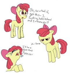 Size: 640x656 | Tagged: safe, artist:earnarto, imported from derpibooru, apple bloom, earth pony, pony, crying, female, filly, solo, swearing, teenager, text, vulgar