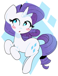 Size: 1661x2169 | Tagged: safe, artist:kindakismet, imported from derpibooru, rarity, pony, unicorn, :o, abstract background, blush sticker, blushing, cute, cutie mark background, female, mare, open mouth, raribetes, solo