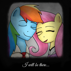 Size: 720x720 | Tagged: safe, alternate version, imported from derpibooru, fluttershy, rainbow dash, the count of monte rainbow, edmond dashie, female, flutterdash, i will be there, lesbian, mercedes, shipping, shycedes, the count of monte cristo