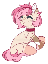 Size: 1024x1384 | Tagged: safe, artist:lynesssan, imported from derpibooru, oc, oc only, oc:tydoll, earth pony, pony, choker, deviantart watermark, female, mare, obtrusive watermark, simple background, solo, transparent background, watermark