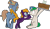 Size: 1920x1124 | Tagged: safe, artist:alexdti, imported from derpibooru, oc, oc only, oc:brainstorm (alexdti), oc:marco, oc:purple creativity, oc:star logic, oc:umberto, pegasus, pony, unicorn, 24, bipedal, cake, food, glasses, rearing, simple background, starry eyes, tail, tail pull, tongue out, transparent background, wingding eyes