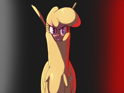 Size: 1022x770 | Tagged: safe, artist:hitsuji, imported from derpibooru, them's fightin' herds, angry, community related, looking at you, menacing, paprika (tfh), paprika is not amused, run, solo, this will end in pain, unamused