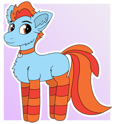 Size: 2057x2241 | Tagged: safe, artist:tav, imported from derpibooru, oc, oc only, oc:echoerr, pony, chest fluff, clothes, collar, high res, simple background, socks, solo, striped socks