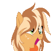 Size: 100x100 | Tagged: safe, artist:inaactive, artist:pumpkinpieforlife, imported from derpibooru, oc, oc:goldi, pegasus, alternate design, animated, coat markings, female, flying, gif, gif for breezies, head shake, looking at you, mare, movie accurate, pegasus oc, picture for breezies, simple background, smiling, smiling at you, socks (coat markings), tongue out, transparent background, two toned mane, two toned tail, two toned wings, wings