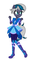 Size: 563x1116 | Tagged: safe, artist:vi45, artist:vizirka, imported from derpibooru, oc, oc only, oc:elizabat stormfeather, equestria girls, belt, boots, clothes, clothes swap, commission, crystal guardian, dress, equestria girls-ified, female, high heel boots, pants, ponied up, shoes, simple background, skirt, solo, white background, ych result