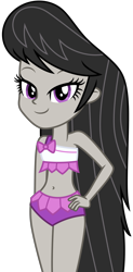 Size: 2800x5700 | Tagged: safe, artist:emeraldblast63, imported from derpibooru, octavia melody, equestria girls, equestria girls series, forgotten friendship, spring breakdown, spoiler:eqg series (season 2), belly button, bikini, clothes, female, hand on hip, legs together, looking at you, simple background, solo, swimsuit, transparent background, vector