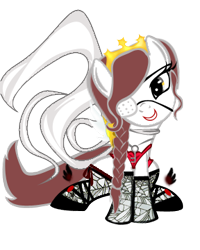 Size: 288x360 | Tagged: safe, artist:sarastudly, imported from derpibooru, oc, oc only, earth pony, pony, braid, clothes, earth pony oc, eyepatch, female, fishnets, lipstick, mare, simple background, smiling, socks, solo, stockings, thigh highs, transparent background