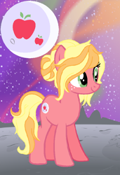 Size: 622x910 | Tagged: safe, artist:flameshimer, imported from derpibooru, oc, oc only, oc:moon apple, earth pony, earth pony oc, female, freckles, mare, moon, offspring, parent:big macintosh, parent:fluttershy, parents:fluttermac, stars