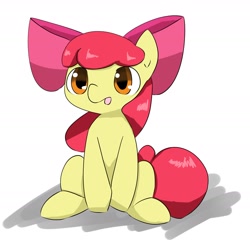 Size: 1788x1717 | Tagged: safe, artist:up_p_ab, imported from derpibooru, apple bloom, earth pony, pony, adorabloom, apple bloom's bow, bow, cute, female, filly, hair bow, sitting, solo