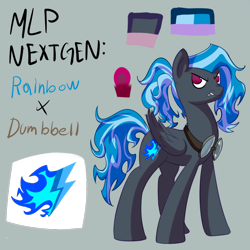 Size: 1000x1000 | Tagged: safe, artist:patty-plmh, imported from derpibooru, oc, pegasus, pony, goggles, offspring, parent:dumbbell, parent:rainbow dash, parents:dumbdash, pegasus oc, reference sheet, simple background, story included, transparent background, wings