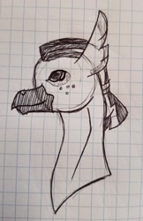 Size: 1727x2658 | Tagged: safe, artist:agdapl, imported from derpibooru, hippogriff, crane, crossover, freckles, graph paper, species swap, team fortress 2, traditional art