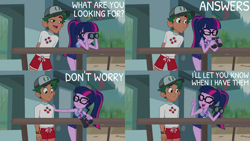 Size: 1280x720 | Tagged: safe, edit, edited screencap, editor:quoterific, imported from derpibooru, screencap, sci-twi, timber spruce, twilight sparkle, equestria girls, equestria girls series, unsolved selfie mysteries, beach, clothes, eyes closed, female, geode of telekinesis, glasses, jewelry, lifeguard timber, magical geodes, male, necklace, one-piece swimsuit, open mouth, ponytail, shipping, sleeveless, smiling, straight, swimsuit, timbertwi