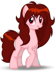 Size: 1902x2432 | Tagged: safe, artist:amicasecretuwu, imported from derpibooru, oc, oc only, earth pony, pony, female, full body, girlfriend (friday night funkin), grin, high res, hooves, mare, ponified, raised hoof, shadow, signature, simple background, smiling, solo, standing, tail, transparent background, watermark