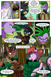 Size: 723x1105 | Tagged: safe, artist:candyclumsy, imported from derpibooru, spike, dragon, earth pony, griffon, unicorn, comic:revolution of harmony, crossbow, older, older spike, rebels