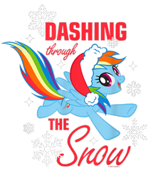 Size: 750x900 | Tagged: safe, imported from derpibooru, rainbow dash, pegasus, pony, christmas, cropped, cute, dashabetes, design, female, g4, hat, holiday, mare, merchandise, official, santa hat, shirt design, simple background, snow, snowflake, solo, text, transparent background