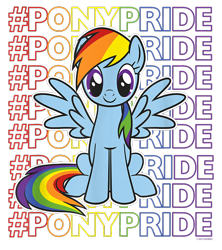 Size: 800x900 | Tagged: safe, imported from derpibooru, rainbow dash, pegasus, pony, cropped, design, female, g4, hashtag, mare, merchandise, official, pride, rainbow, shirt design, simple background, solo, text, transparent background, wrong eye color