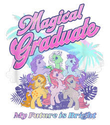 Size: 750x850 | Tagged: safe, imported from derpibooru, blossom, blue belle, butterscotch (g1), cotton candy (g1), minty (g1), snuzzle, earth pony, pony, cropped, design, female, fern, g1, graduation, mare, merchandise, official, palm tree, shirt design, simple background, text, transparent background, tree