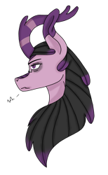 Size: 2142x3472 | Tagged: safe, artist:agdapl, imported from derpibooru, oc, oc only, kirin, bags under eyes, bust, female, frown, high res, horn, kirin oc, simple background, solo, transparent background