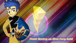 Size: 1920x1080 | Tagged: safe, artist:cam-and-sister-paint, imported from derpibooru, flash sentry, equestria girls, gold ranger, kishiryu sentai ryusoulger, power rangers, power rangers dino fury