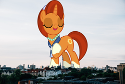 Size: 2700x1800 | Tagged: safe, artist:dashiesparkle, artist:thegiantponyfan, imported from derpibooru, stellar flare, pony, unicorn, berlin, cute, female, germany, giant pony, giant stellar flare, giant unicorn, giantess, high res, highrise ponies, irl, macro, mare, mega giant, photo, ponies in real life