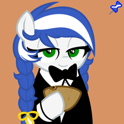 Size: 2048x2048 | Tagged: safe, artist:dtavs.exe, imported from ponybooru, oc, oc:trucha, earth pony, pony, acres avatar, atol shuco, base used, bow, braid, clothes, el salvador, female, gourd cup, hair bow, huacal de morro, mare, nation ponies, ponified, tuxedo