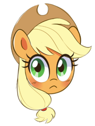 Size: 432x570 | Tagged: safe, artist:darkynez, imported from derpibooru, applejack, earth pony, pony, blushing, cute, female, frown, head, head only, jackabetes, looking at you, mare, simple background, solo, white background