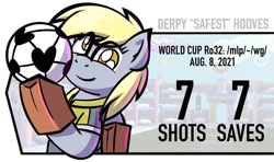 Size: 1024x606 | Tagged: safe, artist:ashtoneer, imported from derpibooru, derpy hooves, pegasus, pony, 4chan cup, clothes, female, football, mare, paper bag, safest hooves, solo, sports, uniform