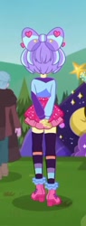 Size: 246x649 | Tagged: safe, imported from derpibooru, screencap, supernova zap, equestria girls, equestria girls series, lost and pound, spoiler:eqg series (season 2), arm behind back, back, bow, cool scarf guy, cropped, female, hair bow, lost and pound: spike, su-z