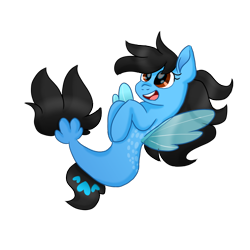 Size: 800x800 | Tagged: safe, artist:cenonplusfish, imported from derpibooru, oc, oc only, pegasus, pony, seapony (g4), dorsal fin, fin wings, fish tail, flowing mane, flowing tail, open mouth, open smile, red eyes, seaponified, simple background, smiling, solo, species swap, tail, teeth, transparent background, wings