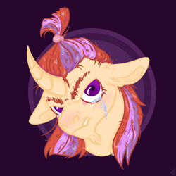 Size: 1226x1226 | Tagged: safe, artist:skior, imported from derpibooru, moondancer, pony, bust, crying, floppy ears, portrait, solo