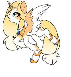 Size: 771x832 | Tagged: safe, artist:tessa_key_, imported from derpibooru, oc, oc only, alicorn, pony, alicorn oc, collaboration, eyelashes, hoof polish, horn, horn jewelry, jewelry, open mouth, peytral, simple background, solo, two toned wings, white background, wings